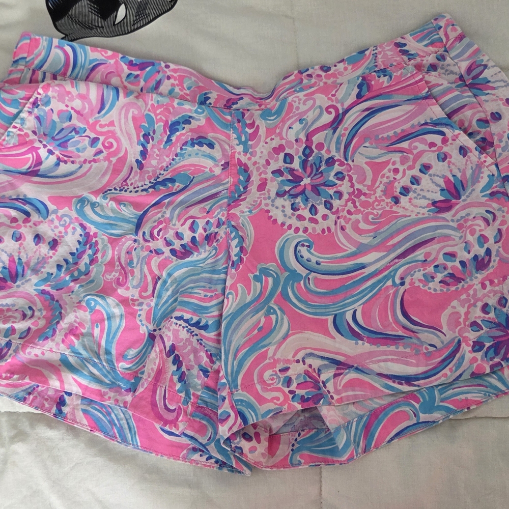 Lilly Pulitzer Vibrant Pink and Blue Swirl Shorts